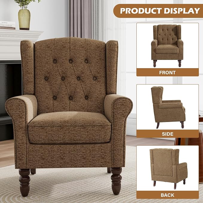 Mid-Century Modern 2-Piece Wingback Chair Set - Image 3