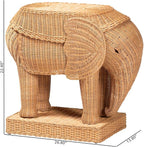 Bali & pari Elissa Bohemian Light Honey Rattan Elephant End Table - Image 3