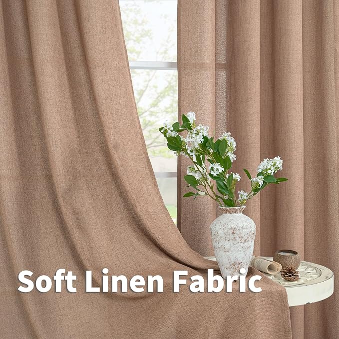 YoungsTex Linen Curtains 90 Inch Length, Light Filtering Drapes - Image 6