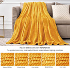 BEDELITE Ribbed Mustard Yellow Fleece Throw Blanket - Image 7
