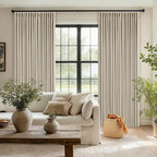 Extra Long Blackout Pleated 126 Inch Curtains Floor Ceiling Oatmeal Beige | - Image 7
