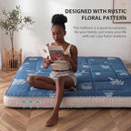 MAXYOYO Grey Cactus Pattern Full Size Futon Mattress, Quilted Bed Mattress - Image 4