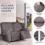 ANARACHON Leather Look Loveseat Recliner Cover, 6-Pieces Stretch Dual Recliner - Image 4
