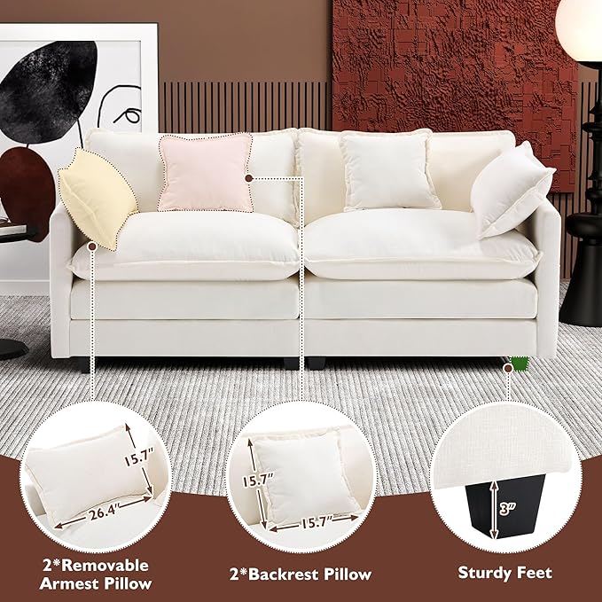 Ihanherry Cloud Sofa 77 Inch Loveseat, Modern Sectional Couch, 2-Seats Sofa - Image 6