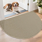 BEQHAUSE Dirt Trapper Door Mat 26" x 40" Half Circle Non Slip, Light Beige | by BEQHAUSE