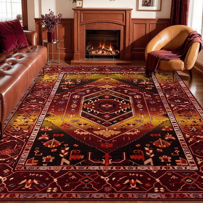 SERISSA 8x10 Washable Non Slip Boho Area Rug by SERISSAHomeDecorCollection