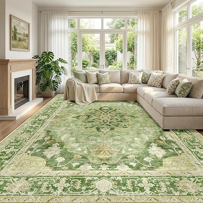 RELEANY Washable Area Rug, Large 9'x12', Water Repellent, Pet Friendly by RELEANY
