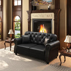KEIKI 63" Faux Leather Chesterfield Sofa - Image 3