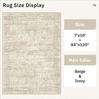 Soalmost 7x10 Area Rug for Living Room Washable Rugs Non-Slip Beige | Low-Pile - Image 5