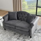 57" Chesterfield Grey Velvet 2-Seater Sofa - Image 6
