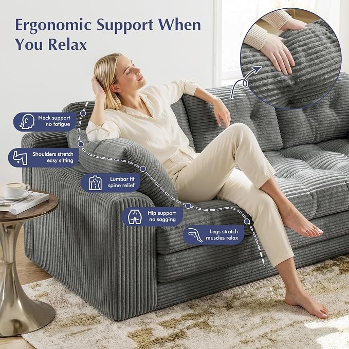 Homkdom 3 Seater Boneless Couch - Image 8