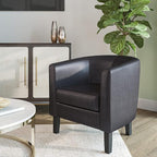 BELLEZE Accent Barrel Chair, Linen Round Chair Club Tub Sofa Corner Chair - Image 2