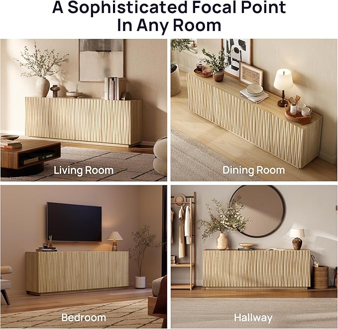 70" Fluted TV Stand for TVs Up to 50/55/65/75", Mid-Century Modern - Image 5