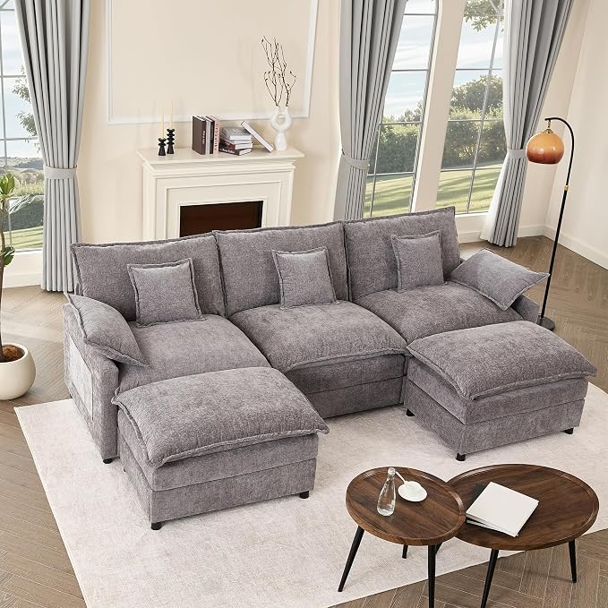 GOSUHI 108" U Shaped Couch, Modular Sectional Sofa, 3-Seater Comfy Cloud Couch by GOSUHI