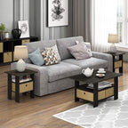 Furinno Coffee Table with Bins, Espresso/Brown - Image 4