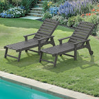 LUE BONA Lounge Chair Outdoor Set of 2, HDPS Chaise Lounge Outdoor by LUEBONA