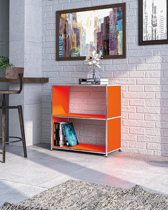 32-Inch 2-Tier Metal Bookcase, Open Shelf Storage Organizer - Image 7