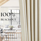 Cream Beige Pleated Black Out Linen 45 Inch Curtains - Image 3
