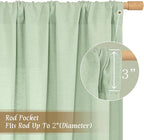 Light Green Linen Window Curtains 63 Inch Length - Image 3