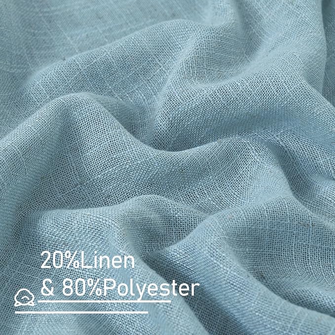Stone Blue 72 inch Linen Textured Curtains - Image 2