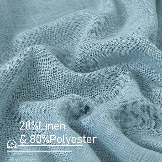 Linen Curtains 48 Inch Length Semi Sheer Light Filtering 2 Panels | Linen - Image 2