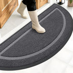 OLANLY Half Circle Front Door Mat Outside 59x23 All-Season Rubber Doormat | Grey by OLANLY