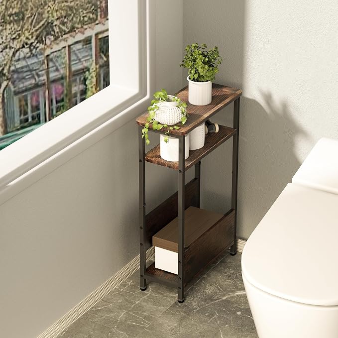 THUMEYE 7.1" Narrow Side Table for Small Spaces, 3 Tier Small End Table - Image 7