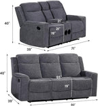 Betsy Furniture Soft Microfiber Manual Reclining Sofa Set, Sofa w/Dropdown Table - Image 2