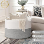 INDRESSME 115L Extra Large Blanket Basket, Soft Cotton Rope Storage Basket - Image 7