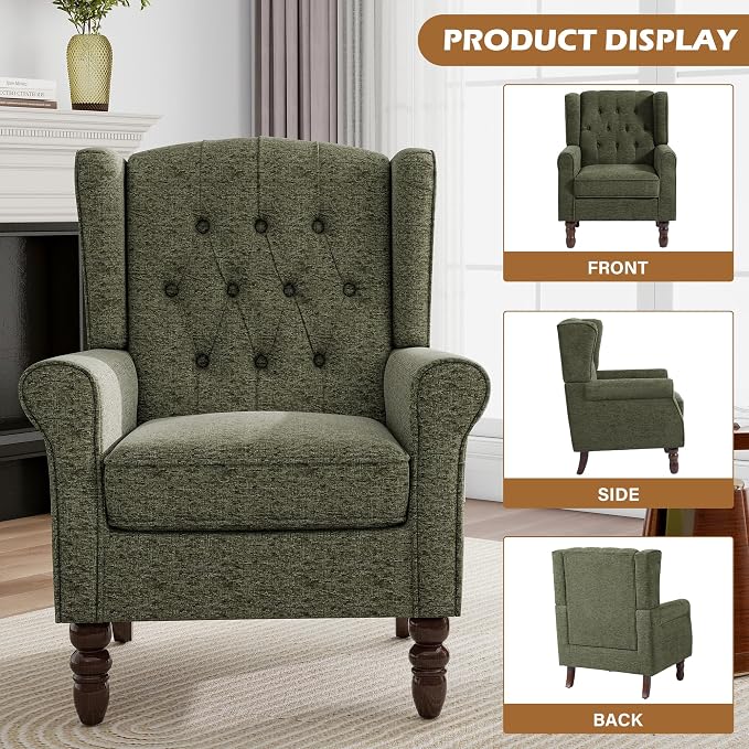 Mid-Century Modern 2-Piece Wingback Chair Set - Image 3