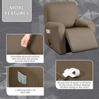 ULTICOR 4-Piece, 1 Seat Recliner Cover, Yarn Dyed Reclining Chair Covers - Image 3