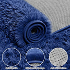 4x6 Fluffy Shag Area Rugs for Living Room Bedroom: Soft Plush Carpet Blue | - Image 6