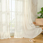 Natural Ivory Semi Sheer Linen Curtains 84 inch Long - Image 9