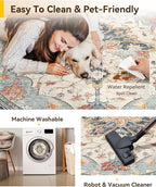 RELEANY Washable Area Rug, Round 10ft, Water Repellent, Pet Friendly, Vintage - Image 5