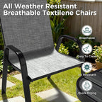 Pamapic Outdoor Dining Sets for 6, Rectangular Steel Slat Table - Image 7