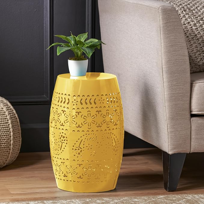 Christopher Knight Home Zoey Small Outdoor Side Table, Lace Cut Iron End Table - Image 4