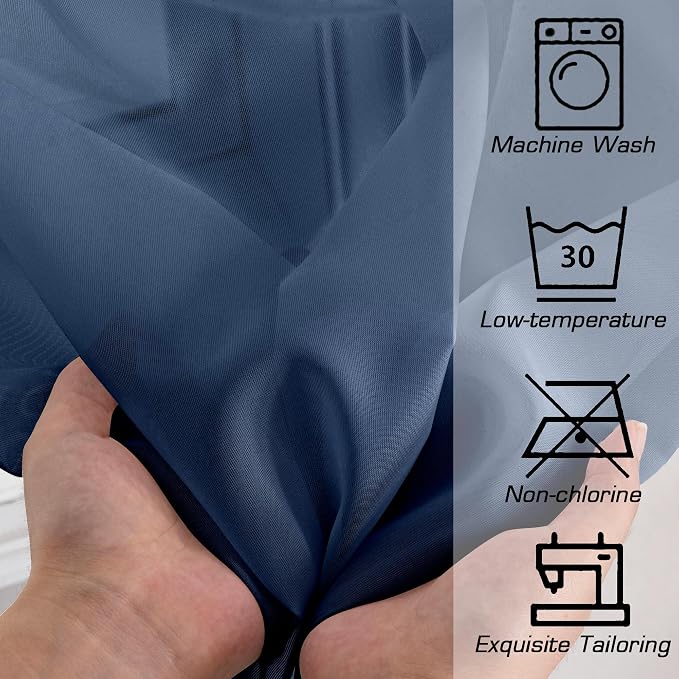 Blue Sheer Curtains, Sheer Curtains 78 inches Long 2 Panels Set, Rod Pocket - Image 4