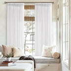 Semi Sheer Pinch Pleated Boho Linen Window Curtains 63 Inch Long 2 Panels | - Image 7