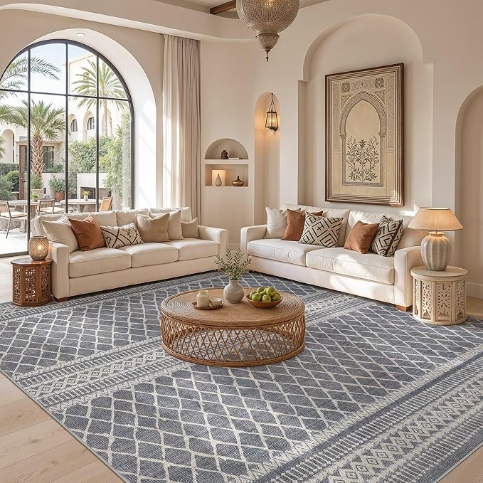 cotiled Boho 8x10 Area Rugs for Living Room: Large Moroccan Washable Rug | - Image 4