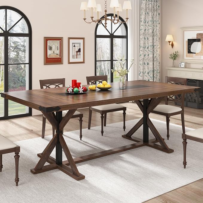 Hlivelood 78 Inch Dining Table for 8 People, Rectangular Kitchen Farmhouse - Image 3