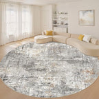 LOONGRUG Round Rug 10x10 Washable Circle Large Neutral Modern Abstract Rug | by LOONGRUG