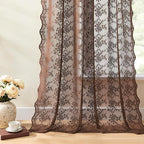 YJ YANJUN Vintage Lace Curtains 54 Inch Length-Brown Kitchen Curtains - Image 3