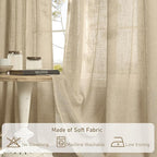 40 inch Small Window Linen Curtains 2 Panels, Light Filtering Panels | Semi - Image 8