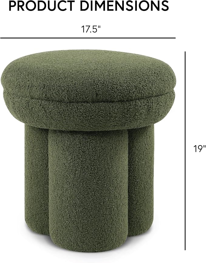 Furniture of America Rami Modern 18-inch Mushroom-Shape Upholstered Ottoman - Image 2