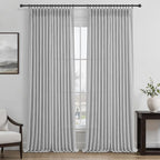 Extra Long 120 Inch Light Grey Thick Linen Curtains by PleatedDrapes