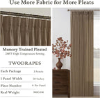 Dark Brown Pinch Pleat Light Filtering Thick Linen Kitchen Curtains 50Wx54L | - Image 4