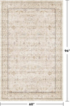Ivory 5x8 Area Rug for Bedroom, Home Office, Washable Non Slip Dinning Rugs for - Image 2