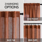 MIULEE Burnt Orange Fall Linen Curtains 52x84 Inch - Image 3