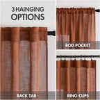 MIULEE Burnt Orange Fall Linen Curtains 52x96 Inch - Image 3