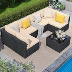 7-Piece Outdoor Sectional Sofa Set, Weather-Resistant Patio Furniture Set - Image 3